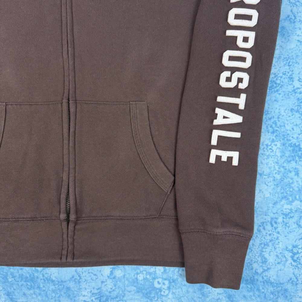 Aeropostale Womens Brown Full Zip Hoodie Sweatshirt Graphic Logo Size S - Picture 3 of 11
